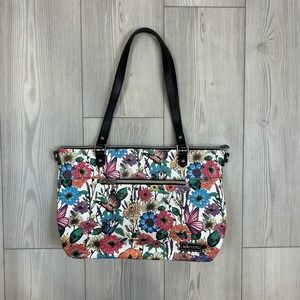 Sakroots City Satchel Optic In Bloom Butterfly‎ Floral Colorful Handbag Purse